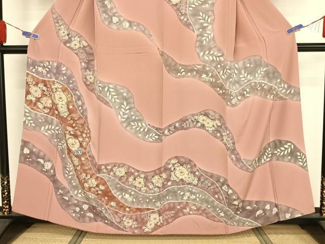 平和屋着物○訪問着 辻が花 桃色地 正絹 逸品 AAAY9984np - メルカリ