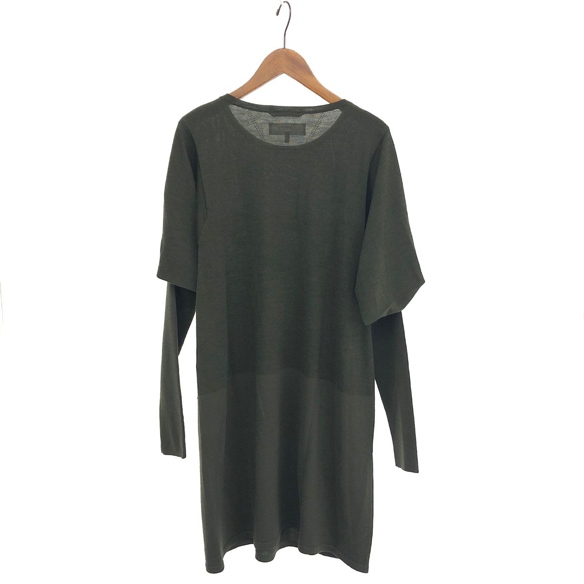 Good intoca Intoka Long Sleeve Knit Dress Size: 1 Khaki Wool Silk