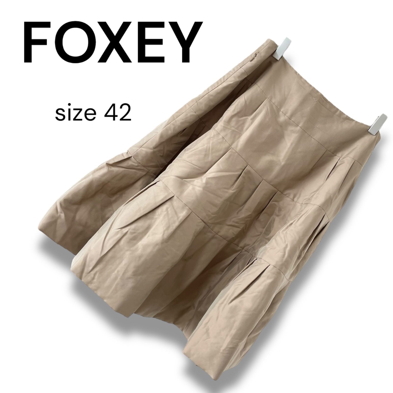 FOXEY フォクシー　Cross Coutre シルク100 フレアスカート FOXEY NEWYORK(フォクシー） マットストレッチグログラン