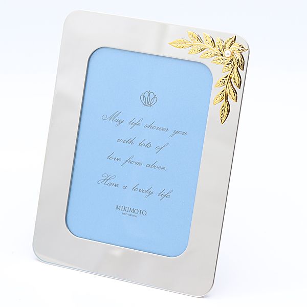 箱付 良品 ミキモト フォトフレーム 4Pパール シルバー×ゴールド