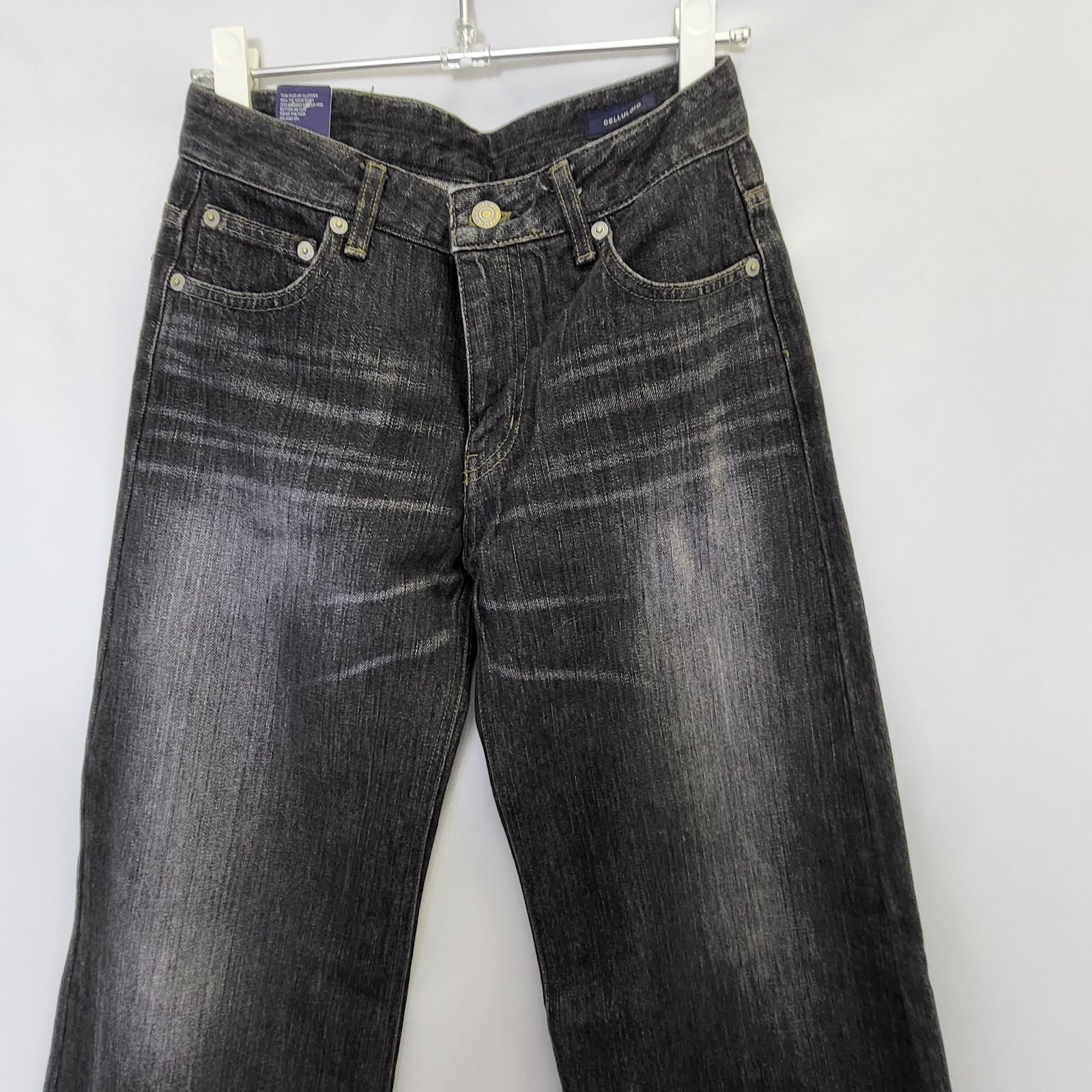 A15672 美品　キディル　ワイドサルエルブラックデニムパンツ　48 A15672 美品 キディル ワイドサルエルブラックデニムパンツ 48