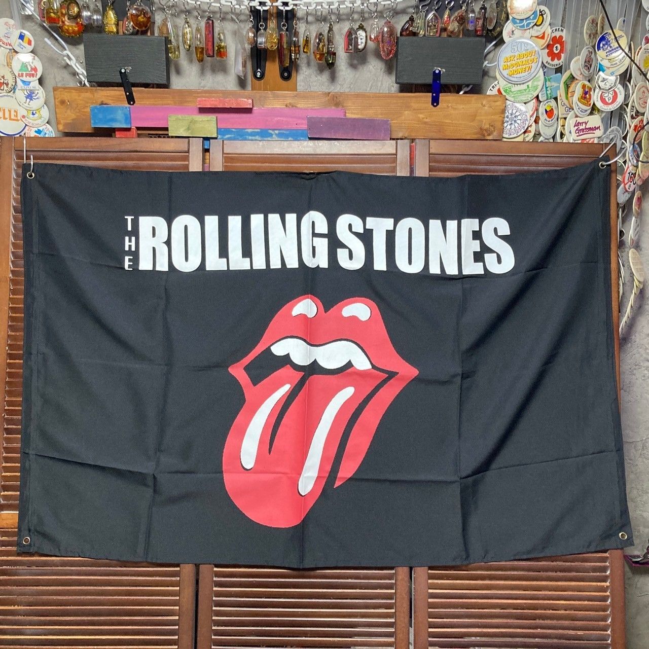 タペストリーローリングストーンズ ROLLING STONES バンド 新品 アクセサリー 小物 メンズ レディス ハンカチ 総柄 ペイズリー クレジット USA EU paris 象 古着 ビンテージ 70s ~ 80s 90s 00s ヴィンテージ 他 