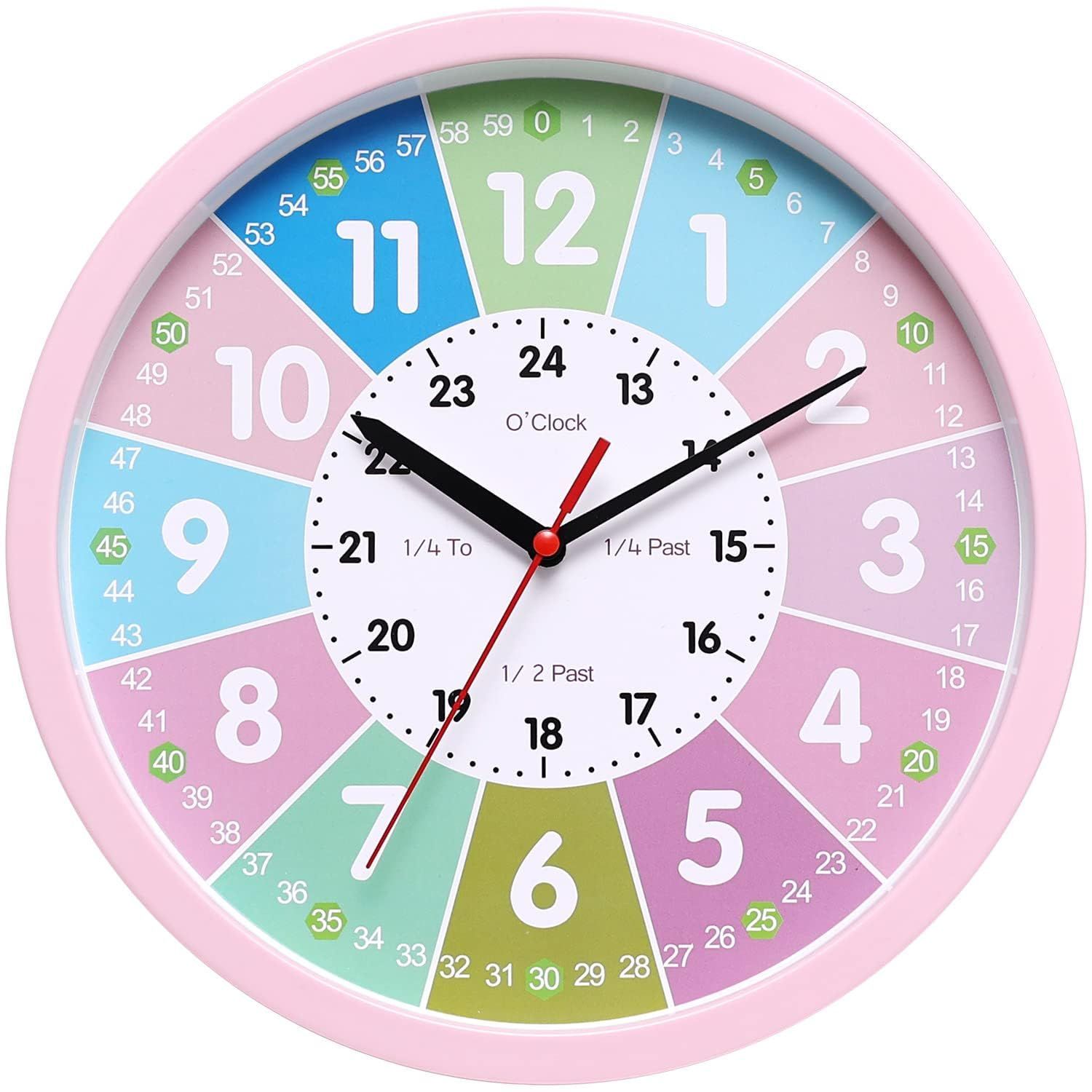 【人気商品】男の子（ピンク） プレゼント 女の子 clock おしゃれ 壁掛け 時計 子供 掛け時計 知育時計 WiViVi