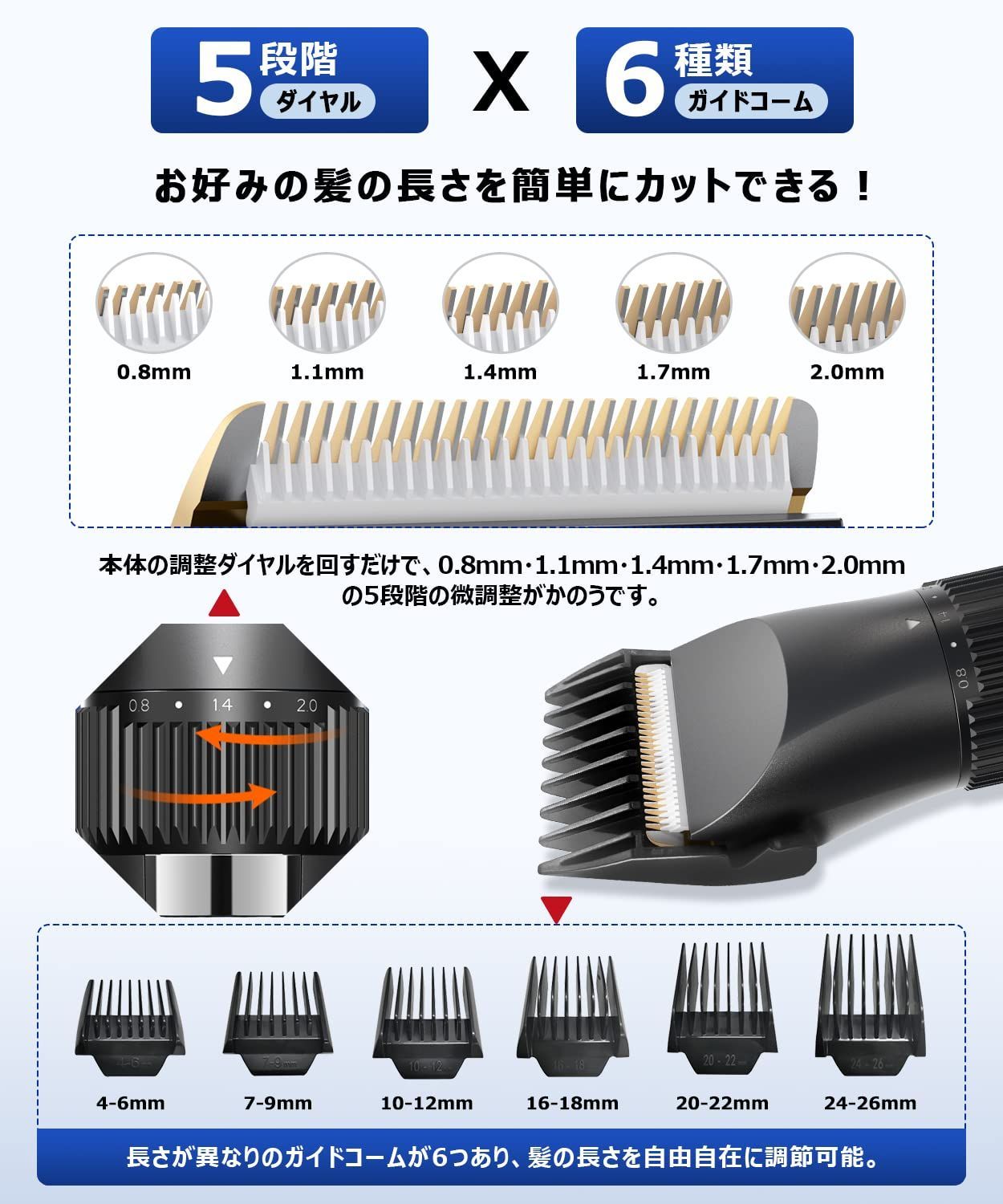大容量充電池内臓 電動バリカン