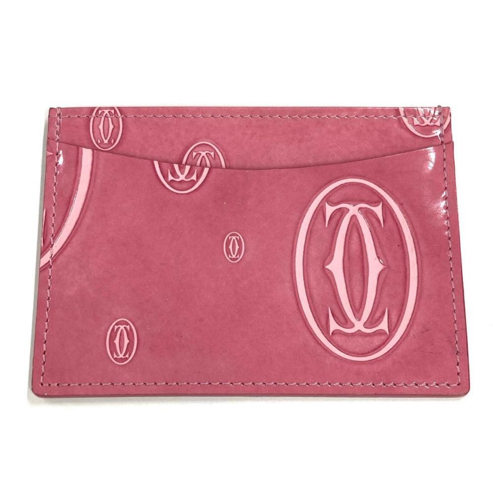 カルティエ Cartier ハッピーバースデー カードケース パテントレザー ピンク