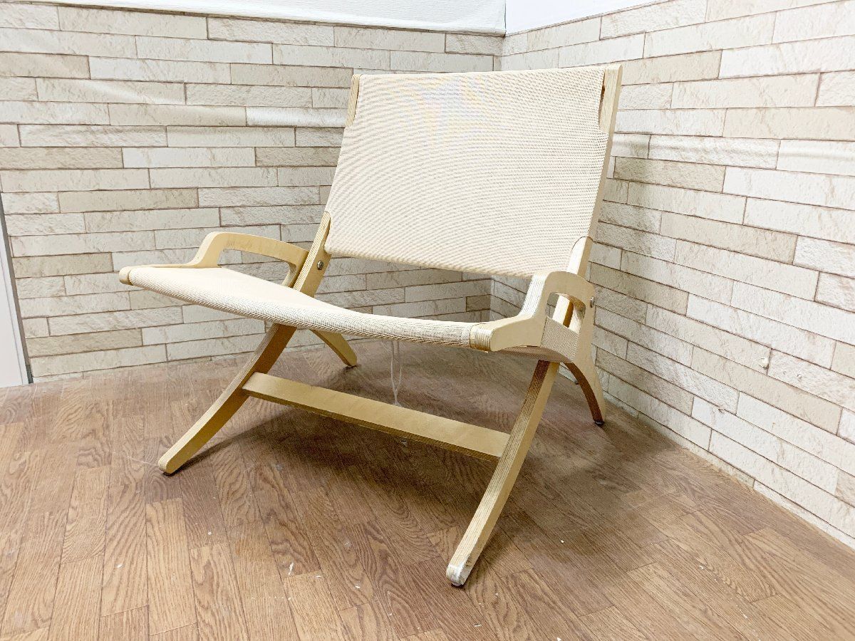 ◆ラウンジチェア 木製 チェア 椅子 折り畳み メッシュ ホワイト 腰掛 ガーデンチェア 家具 インテリア A 畑763