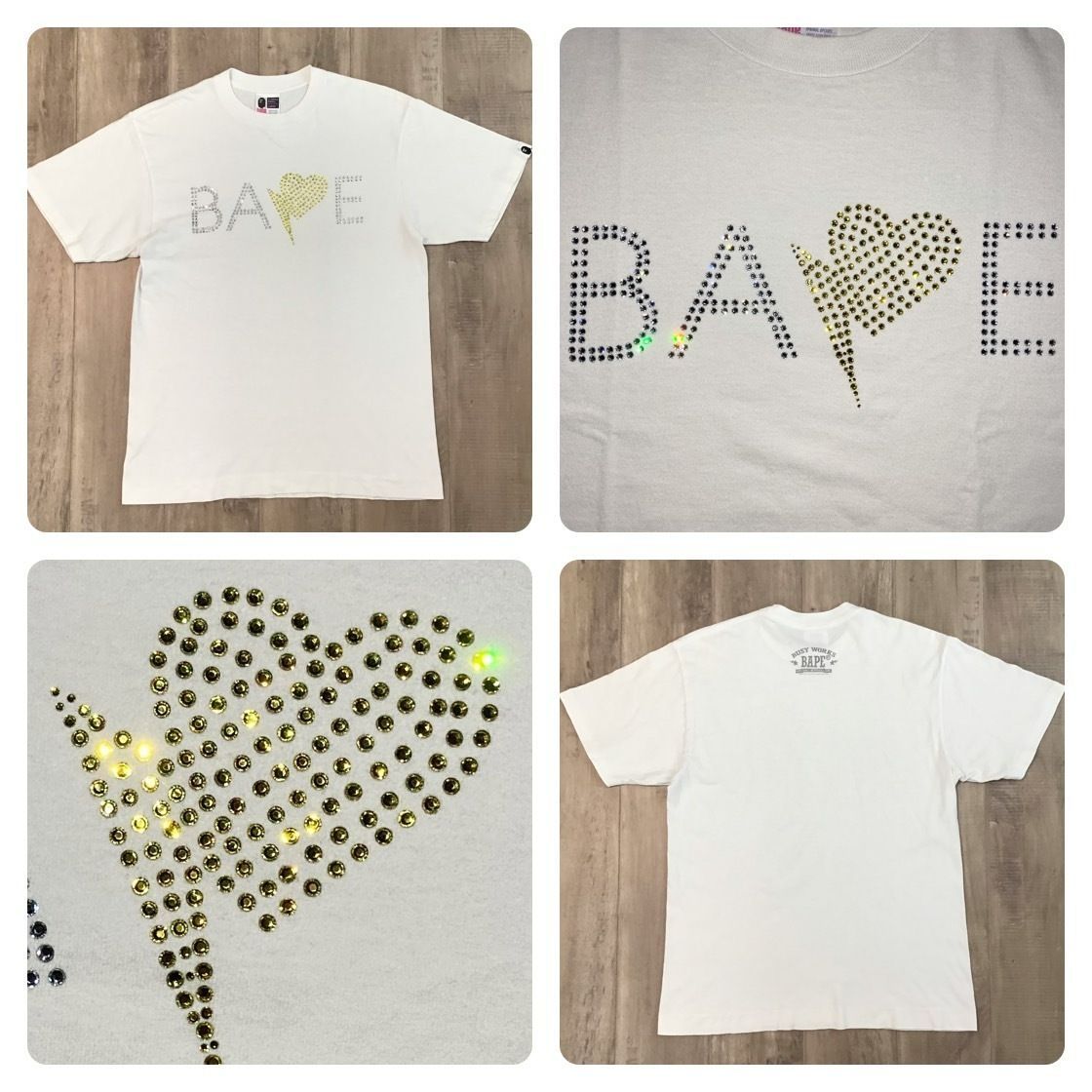 スワロフスキー BAPE HEART LOGO Tシャツ Mサイズ a bathing ape