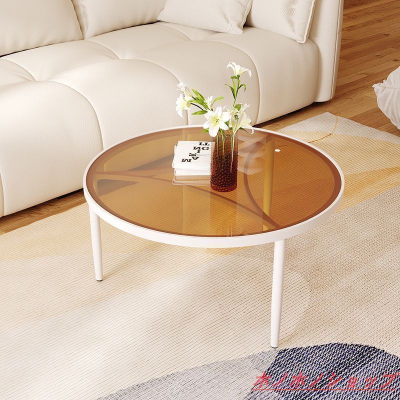 サイドテーブル コーヒーテーブル 強化ガラス 丸 ラウンド 45cm  