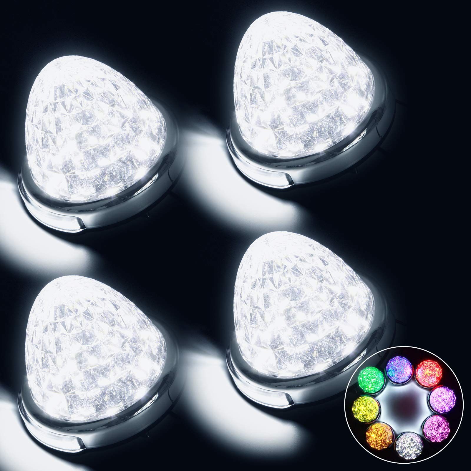 Color ホワイト_Size 4個セット REPTICO LEDサイドマーカーランプ 24V トラック用 路肩灯 ホワイト クリアレンズ 8面クリスタルカット 白 新型LEDマーカー ダウンライト 高輝度 色選択可 16連LED無 性 取付簡単 耐高温PC素