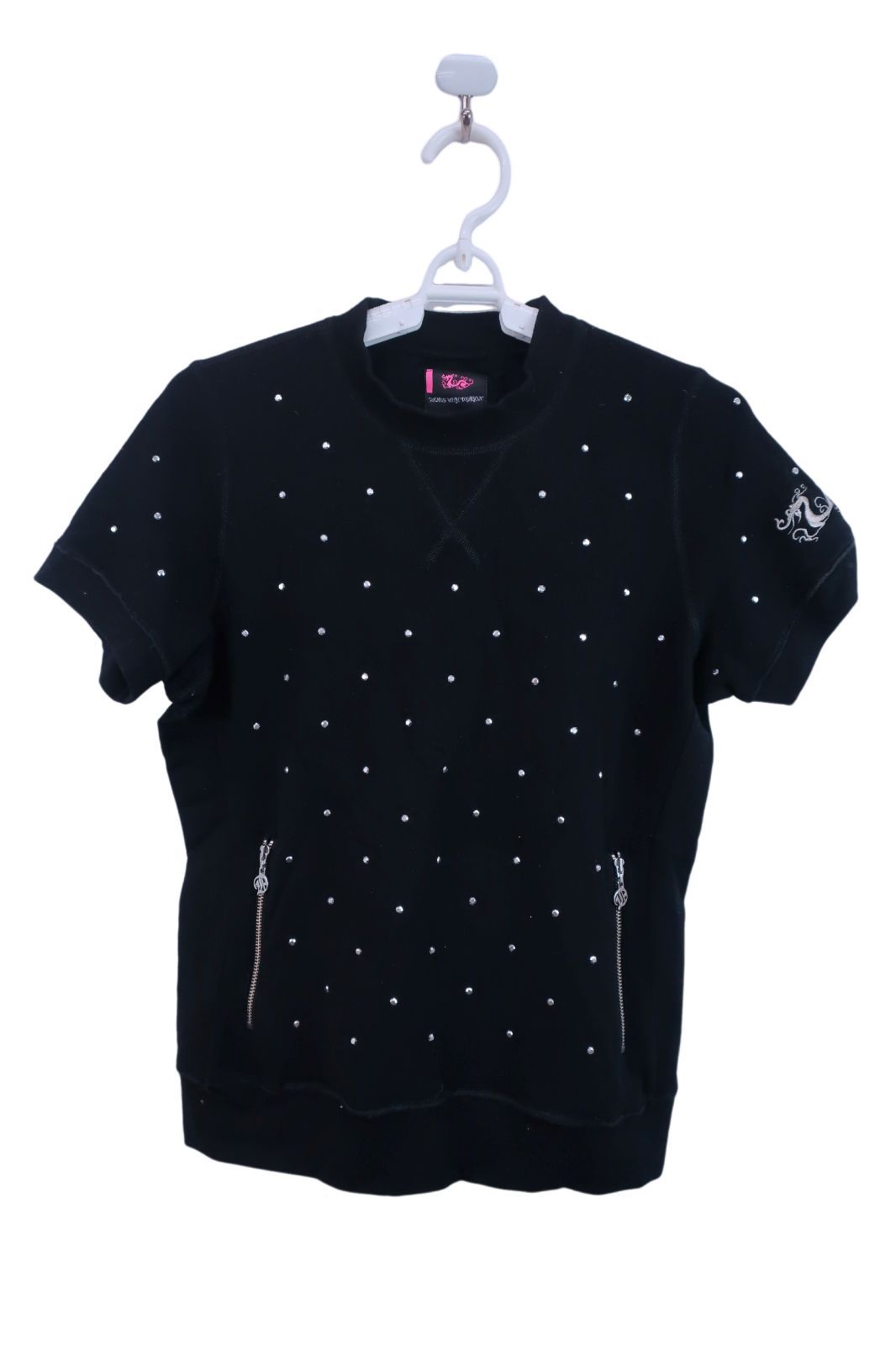 【美品】Dance With Dragon(ダンスウィズドラゴン) 厚手Tシャツ 黒 レディース 3 D2-250300 ゴルフウェア 2310-0011 
