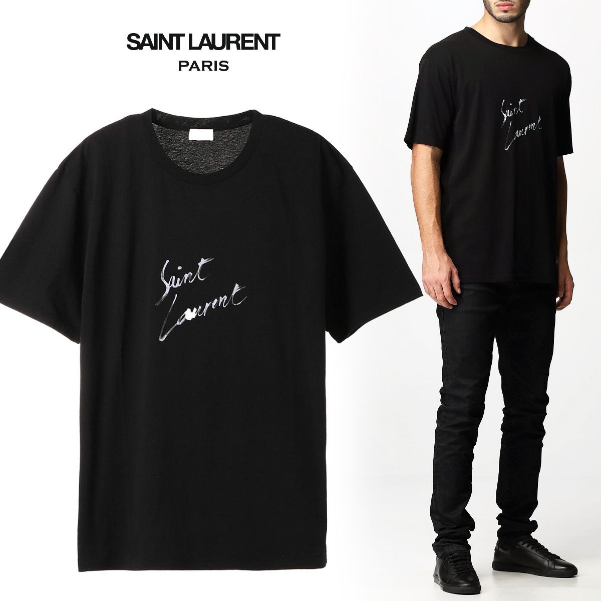 13 SAINT LAURENT PARIS ブラック Tシャツ 480406 - メルカリ