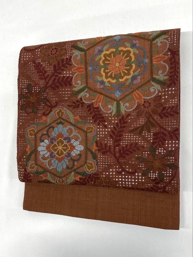 蘇州刺繍 相良刺繍 汕頭刺繍 袋帯 華紋 紬地 正絹 お太鼓柄 - メルカリ