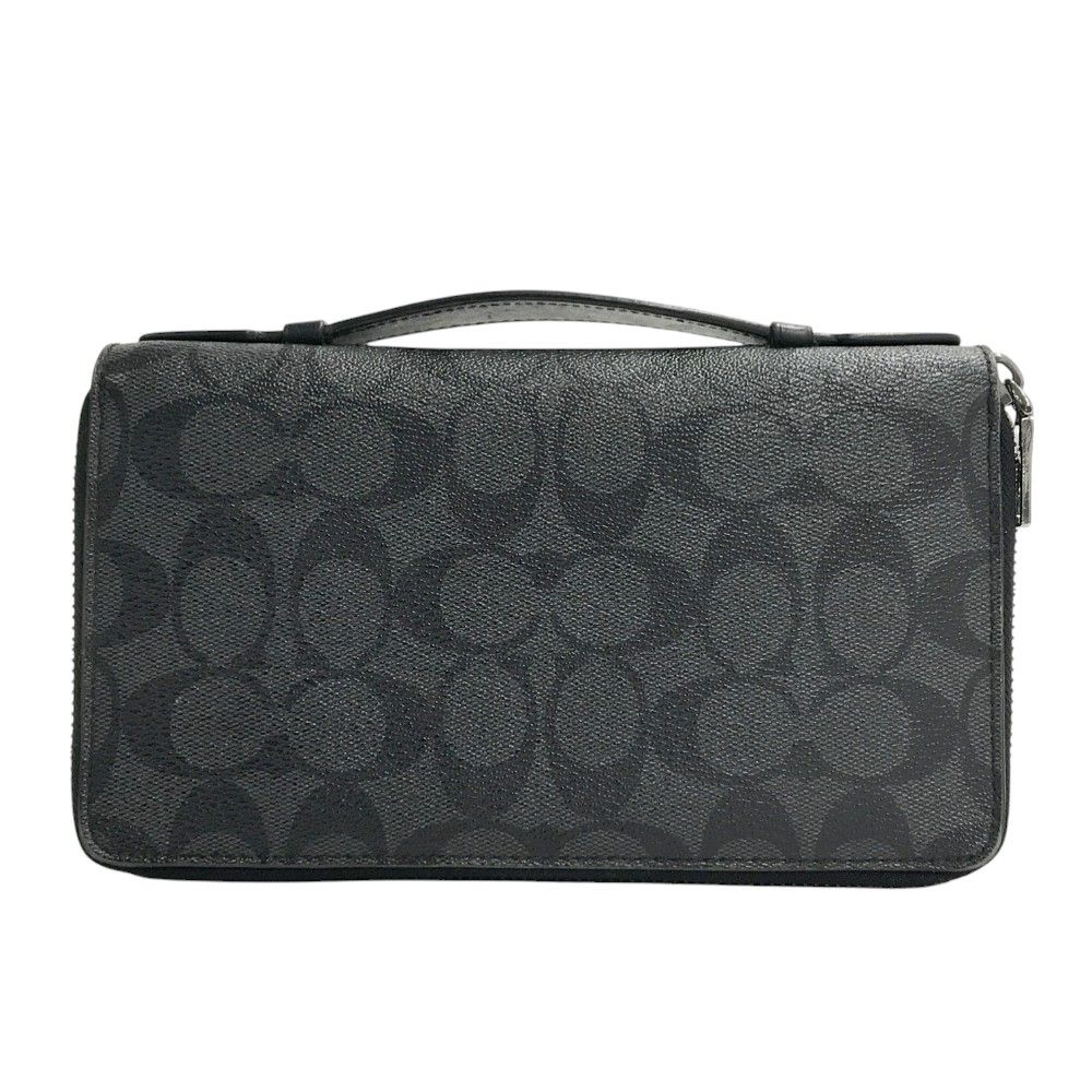 COACH コーチ 財布 ジッピーオーガナイザー シグネチャー ブラック系