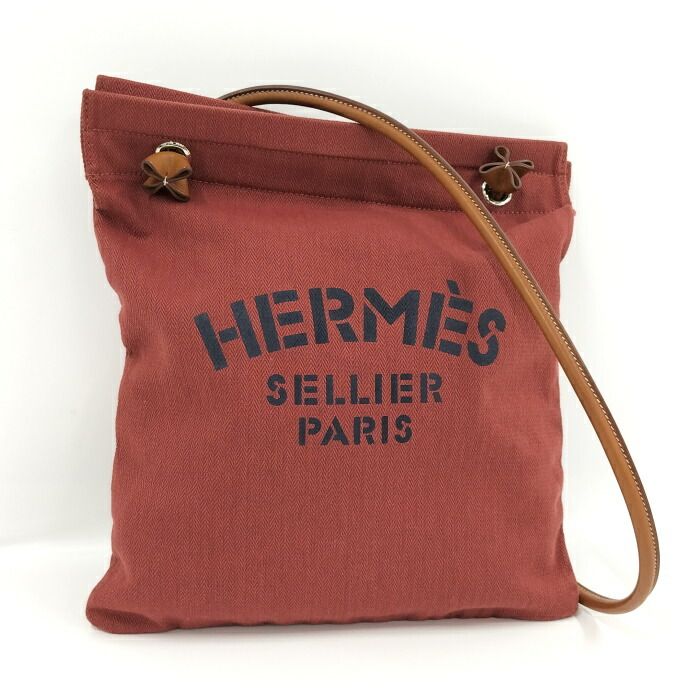 HERMES ショルダーバッグ アリーヌPM キャンバス レッド系キャンバスサイズ