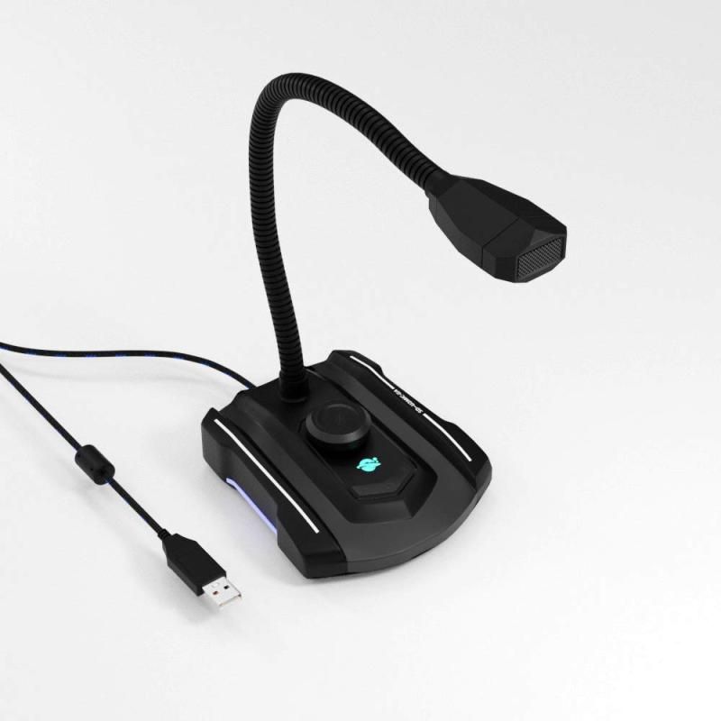 AREA eスポーツチーム SchwarzerLand監修 USB接続ゲーミングマイク 全指向性マイク 96KHz/24bit対応 フレキシブルアーム アンビエントライト搭載 3.5mmイヤホン出力U