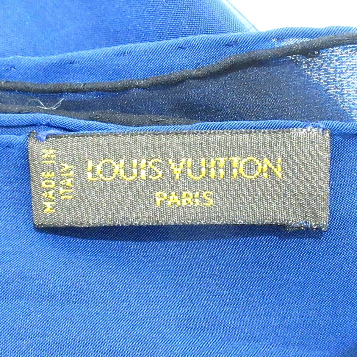 LOUIS VUITTON ルイヴィトン ストール ショール エトール ヴェニス M71743 ブルー×ダークネイビー シルク
