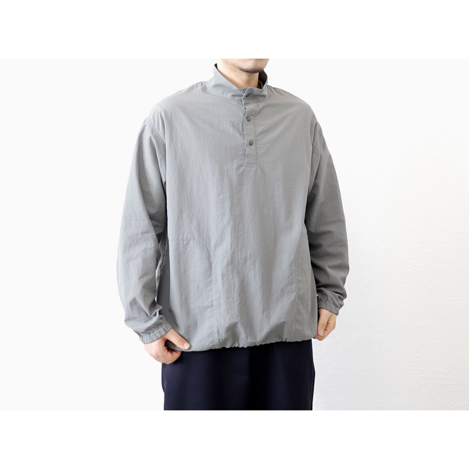 MANUAL ALPHABET / LIGHT SHELL SNAP TEE - GREY マニュアル 