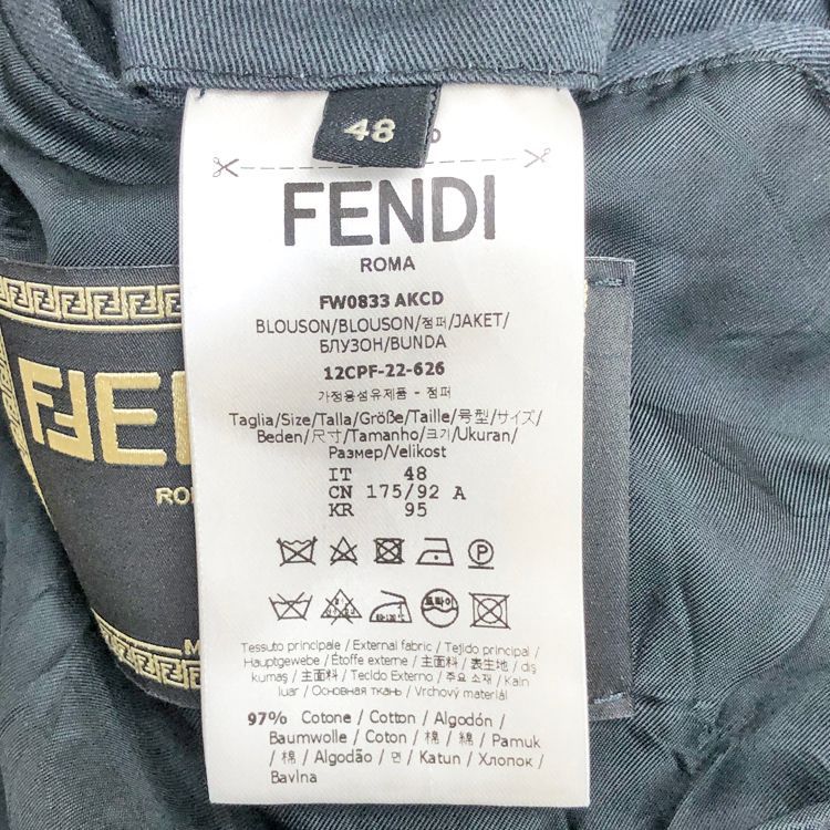 FENDI × VERSACE フェンディ × ヴェルサーチェ FENDACE フェンダーチェ 22S ズッカ ボンバージャケット ブルゾン 総柄  ズッカ メンズ ブラック size=48 Mサイズ ブルゾン【FW0833 AKCD】 - メルカリ