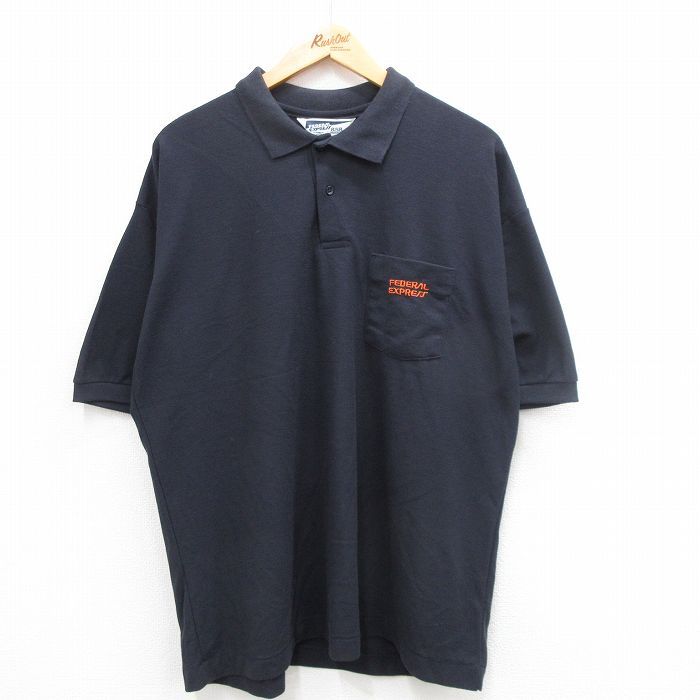 XL/古着 半袖 ポロ シャツ メンズ 00s FEDERAL EXPRESS 鹿の子 大きいサイズ 紺 ネイビー 24jul15 中古 トップス