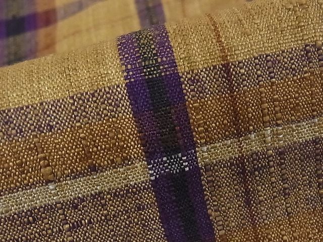 平和屋本店□極上 浦野理一 経節紬 アンサンブル 格子 着丈163cm 裄丈