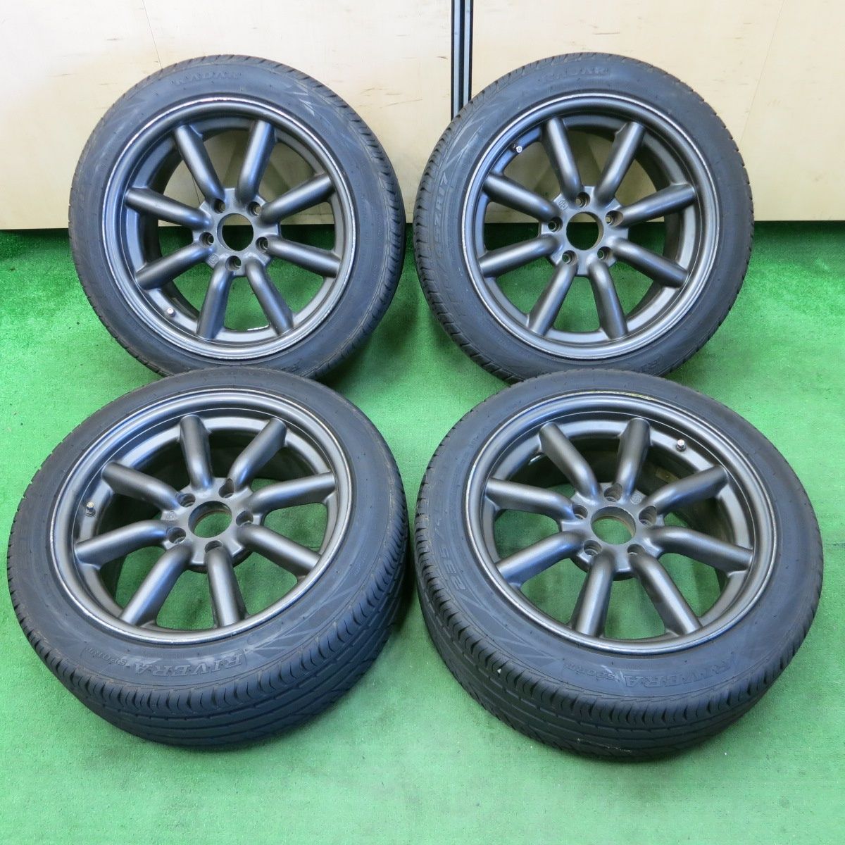 *送料無料* バリ溝！20年！9.5分希少 ワタナベ 8スポーク 235/45R17 レーダー RIVERA SPORT 17インチ PCD114.3/5H4061403ナノ