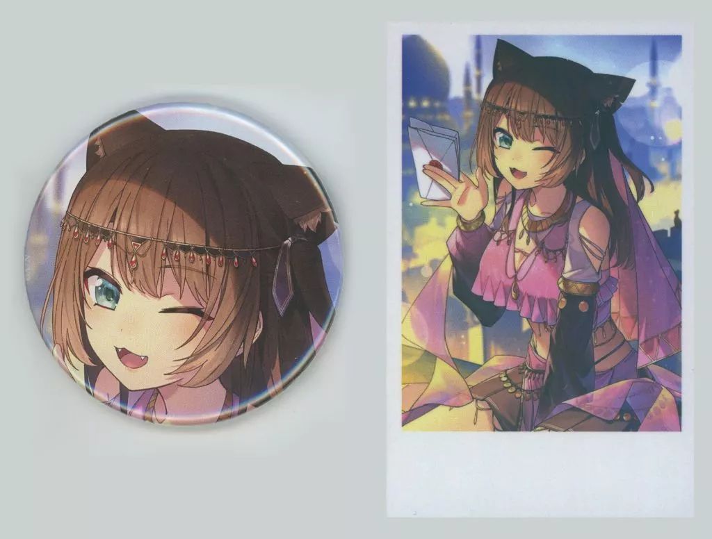 中古】グッズセット 文野環 缶バッジ＆チェキ風カード 「バーチャル