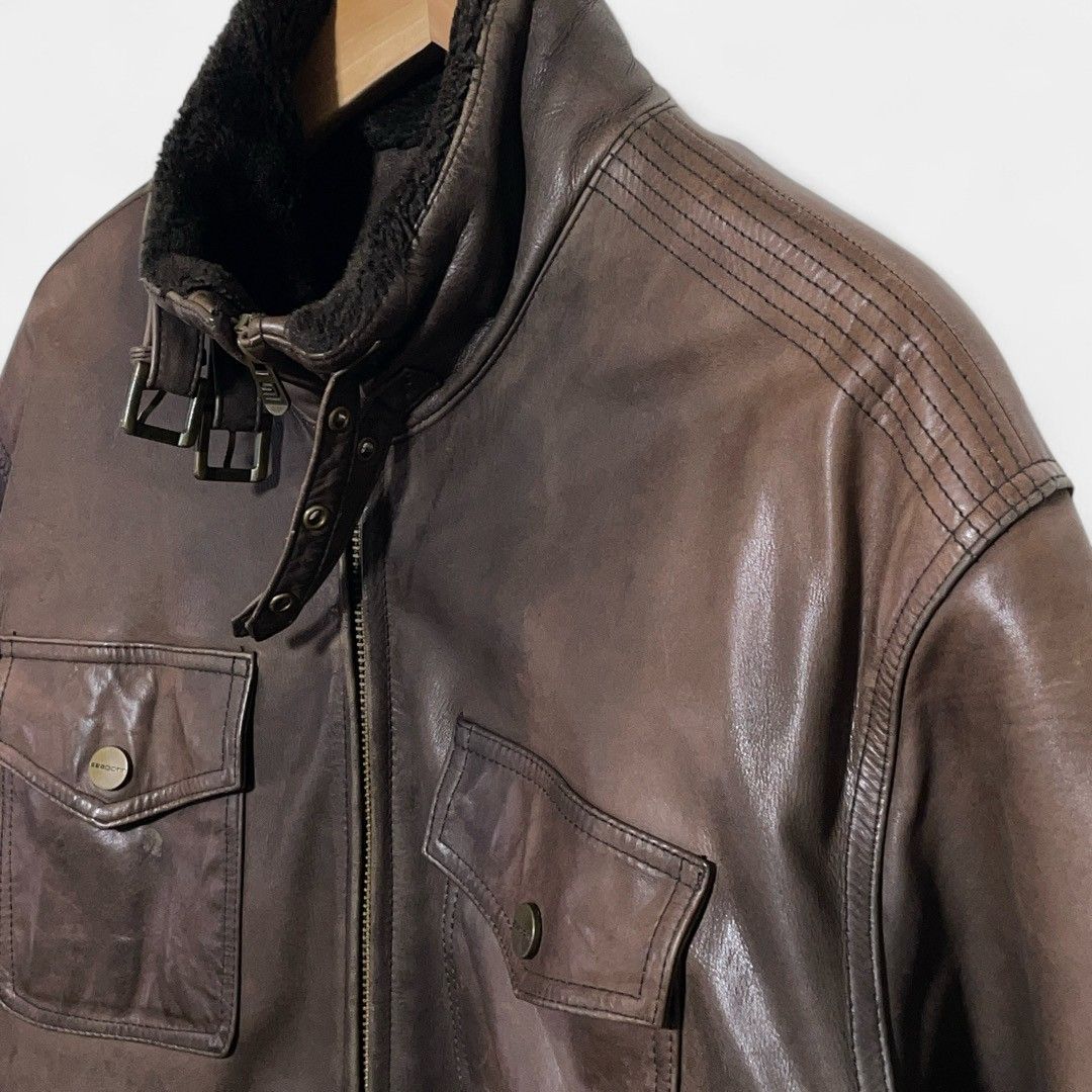 ショーンジョン レザーフライトジャケット ボア ブラウン