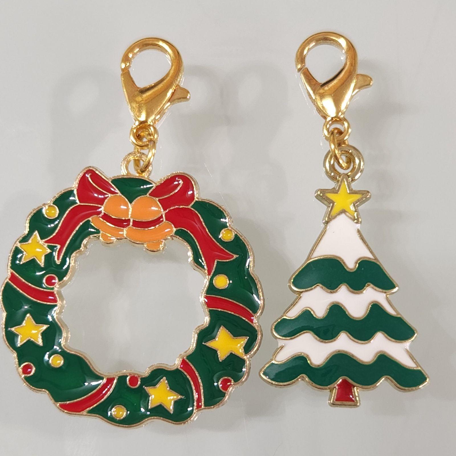 ミニサイズ♡ファスナーチャーム♡クリスマスリース♡ツリー♡2個 