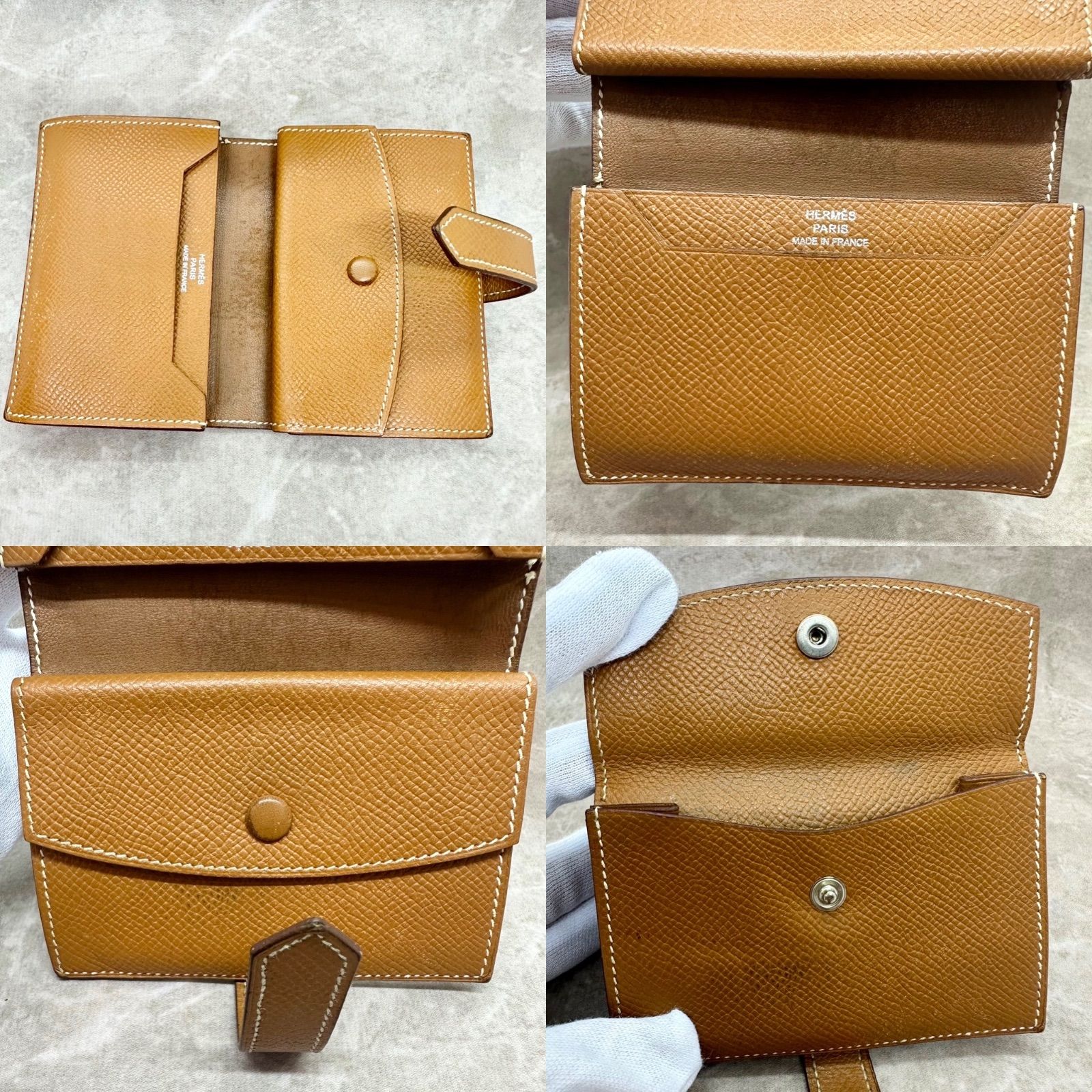 HERMES エルメス ベアン コンパクト 財布 ミニウォレット ブラウン系 