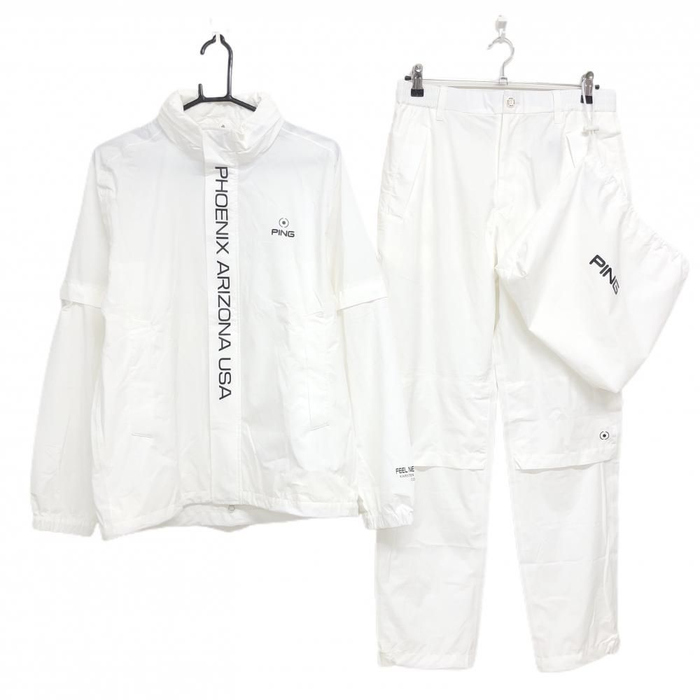 美品】ピン レインウェア 上下セット 2WAYジャケット×パンツ 白×黒  