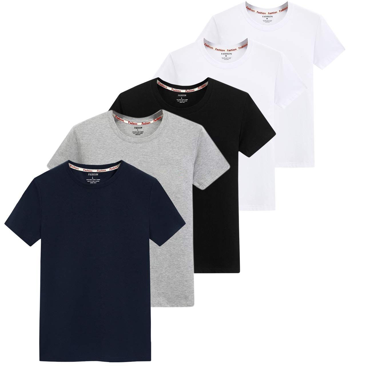 在庫 メンズ ５枚組 綿 抗菌防臭加工 インナーシャツ 半袖クルーネック Tシャツ やわらか肌着 SIPERLARI 白 黒 紺