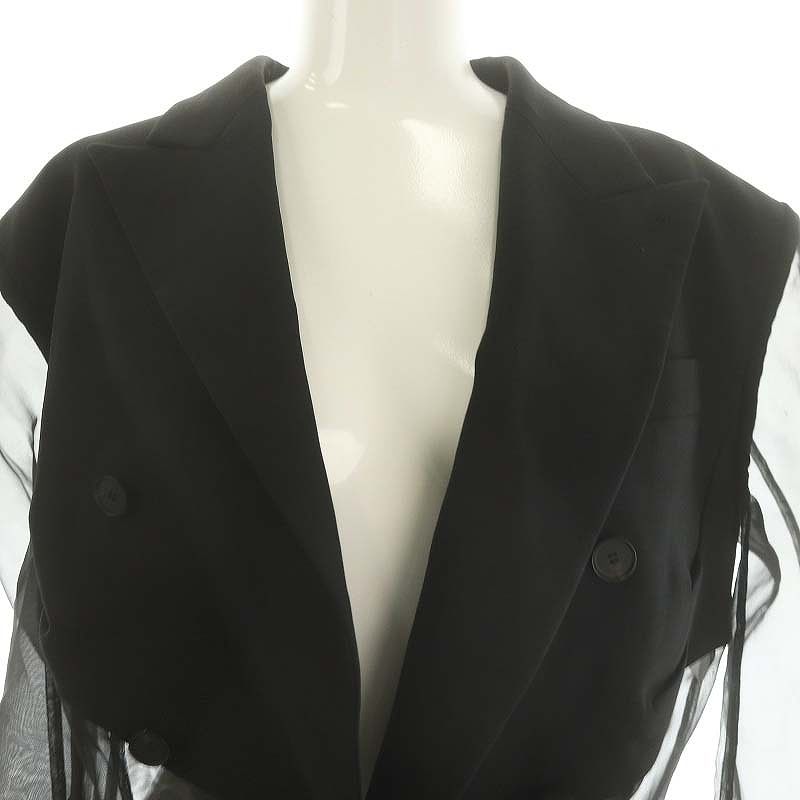 フェティコ FETICO COMBINED ORGANZA TAILORED JACKET オーガンジー切替 テーラードジャケット ウール混 1 S  黒 ブラック /KO □OS - メルカリ