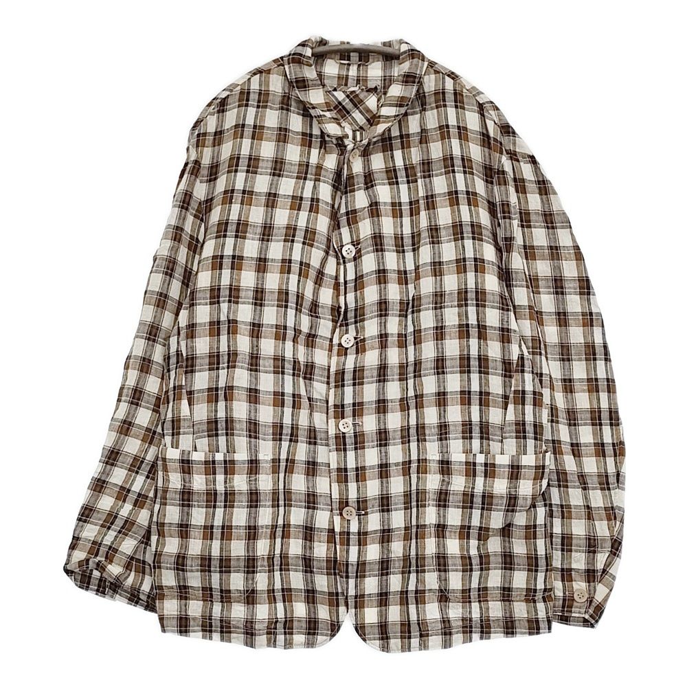 45R 45rpm インドリネンのシャツジャケット MEN 定価55000円 ブラウン ホワイト メンズ フォーティーファイブアールピーエム 5-1014M