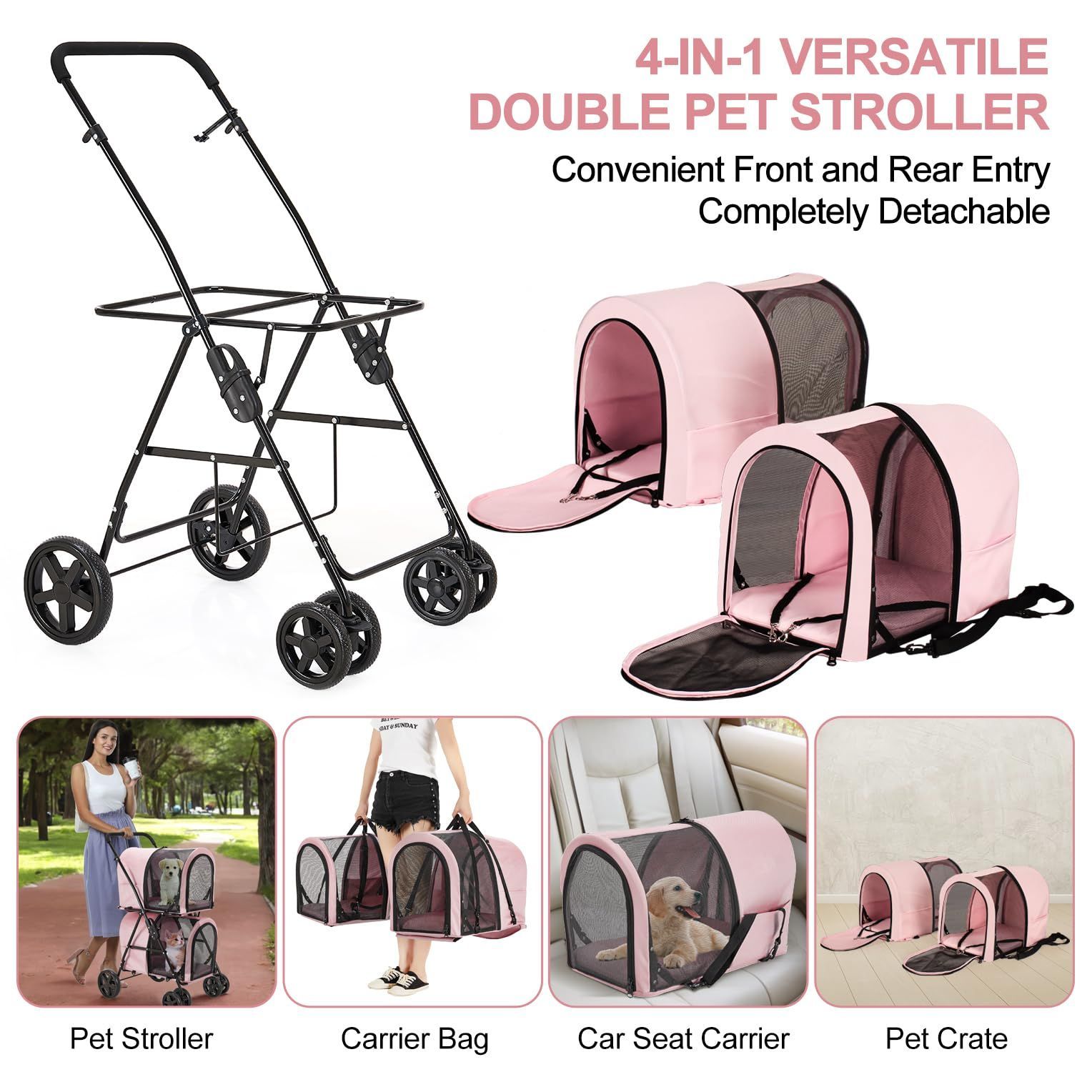 J2590ペットカート 上下2段式 ペットバギー 折りたたみ 犬用ベビーカー ペットカート 分離式 2way 取り外し可能 折りたたみ ペット