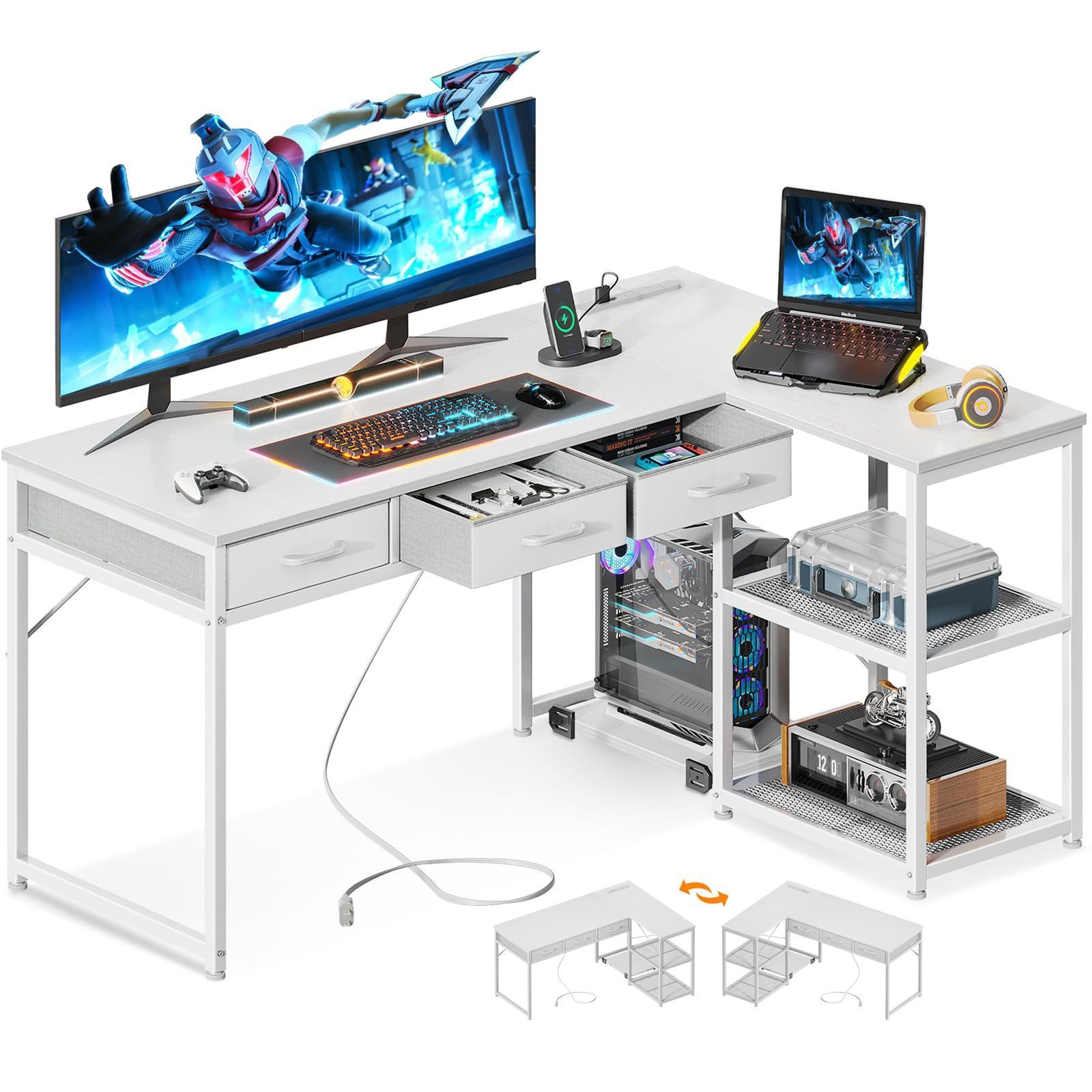 Claiks 昇降デスク キーボードトレイ付き 電動 スタンディングデスク