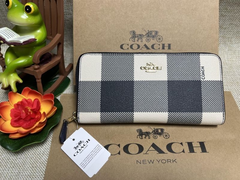 コーチCOACH 財布 長財布 バフ プレイド チェック パターン ジップ