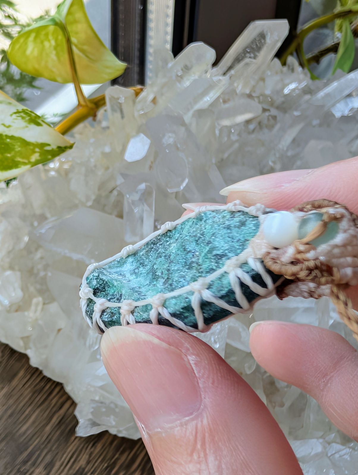 お買い得品 ☆グリーンアベンチュリンDruzy・アベンチュリン☆マクラメ