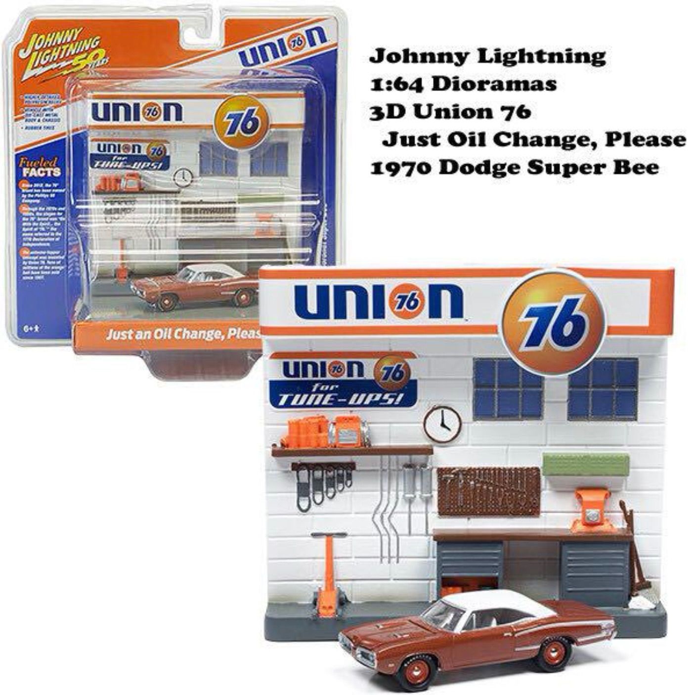 ユニオン76サービスステーションジオラマ　ウィズ　1970 ダッジ・スーパービー 新品 🇺🇸 Union76 ジオラマ JOHNNY LIGHTNING 1970 ダッジ ジョニー