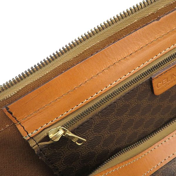 セリーヌ CELINE ボストンバッグ マカダム PVC レザー ブラウン