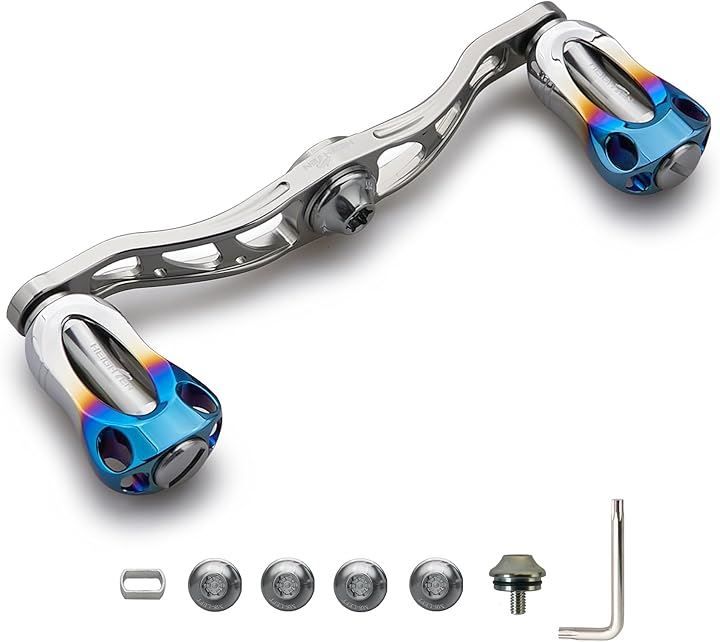 HEIGHTEN リール ハンドル 22mm ノブ搭載 シマノ SHIMANO ダイワ DAIWA アブ Abu 通用 ベイトリール Aurora Series 221 105mm - ガンメタル