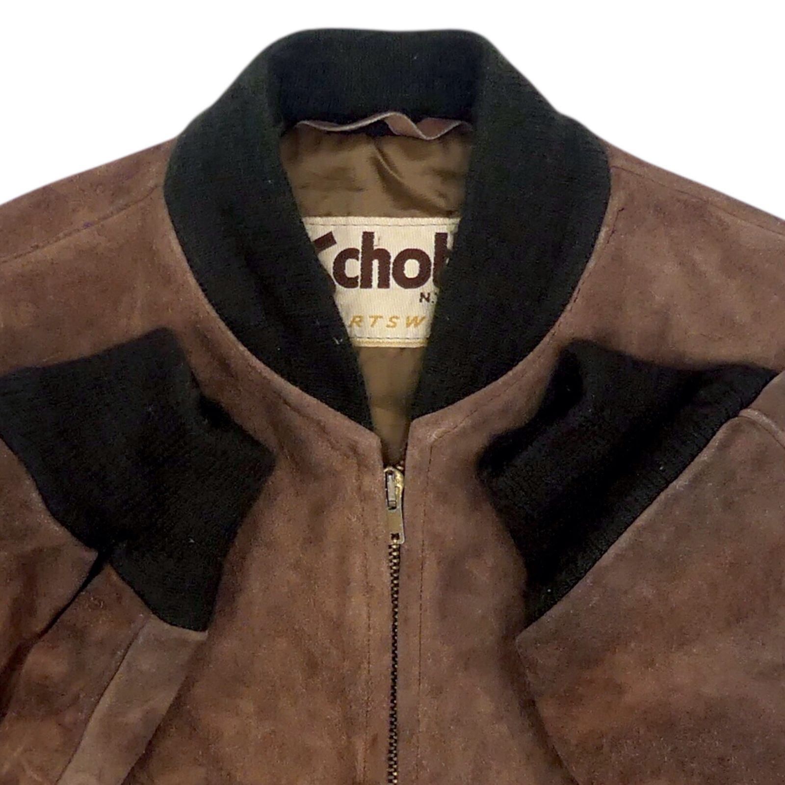 【値下げ】90'sヴィンテージ　古着　羊革　スエード レザー　ボンバージャケット Schott ショット USA製 フライトジャケットXL スエード 42