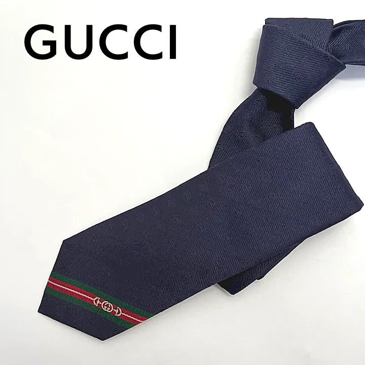 ✨未使用級✨GUCCI ネクタイ 現行 GG柄 シェリーライン 刺繍 定番 人気-