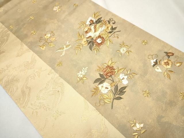 金色の花と鳳凰の螺鈿袋帯 平和屋着物□六通太鼓柄