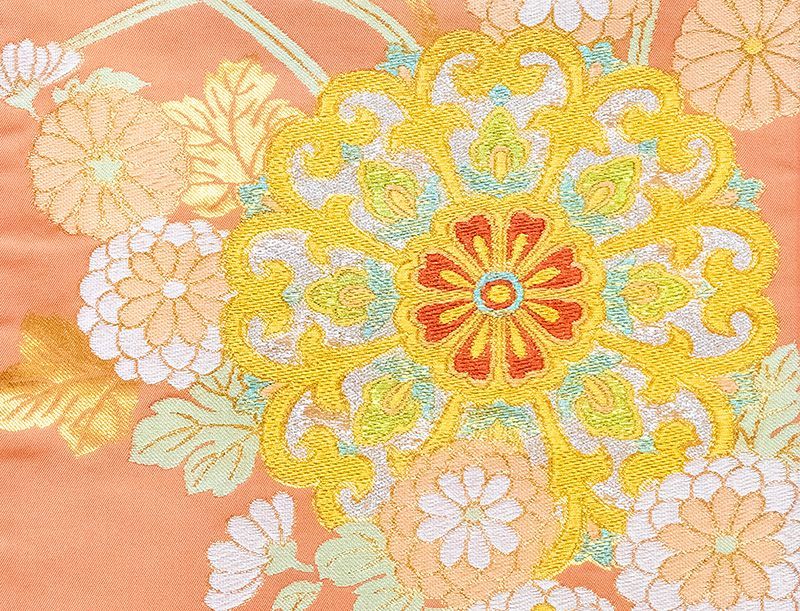 平和屋着物○豪華振袖 紅型 飛鶴雪輪風景鞠裏菊花唐草文