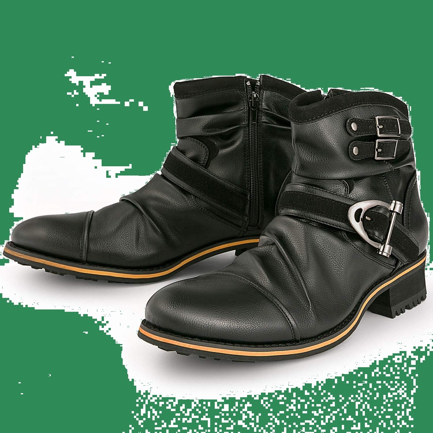 メンズ ブーツ ショート ドレープ エンジニア 靴 AmeStar サイドジップ バックル 防水 チャッカ ライダース boots