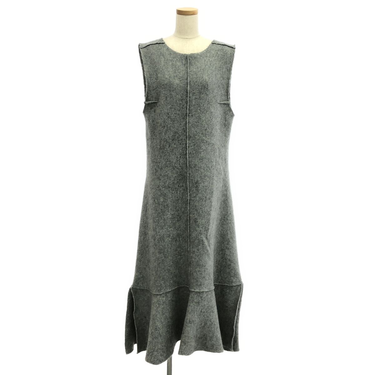 JIL SANDER | ジルサンダー | モヘア アルパカ Vネック フ スリーブレス ワンピース | 36 | グレー | レディース