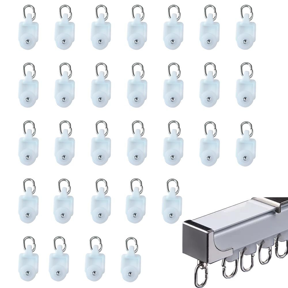 【新着商品】（ホワイト30個） レール レール トラック ローラー ローラー 耐荷重 耐久性 すべすべした ミュートカーテンフック カーテンプーリカーテンレールプーリ カーテンレール部品 カーテンランナー