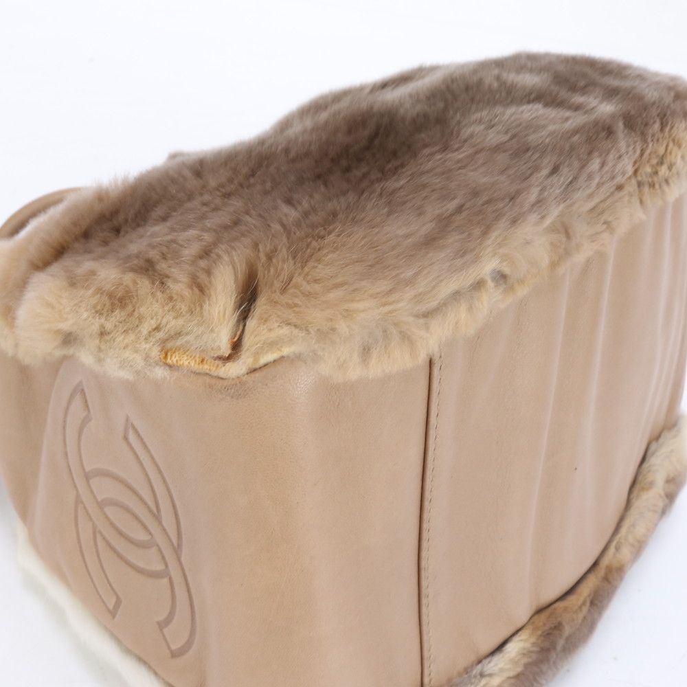 シャネル シリアルシール付 ラビット ファー レザー チェーン  