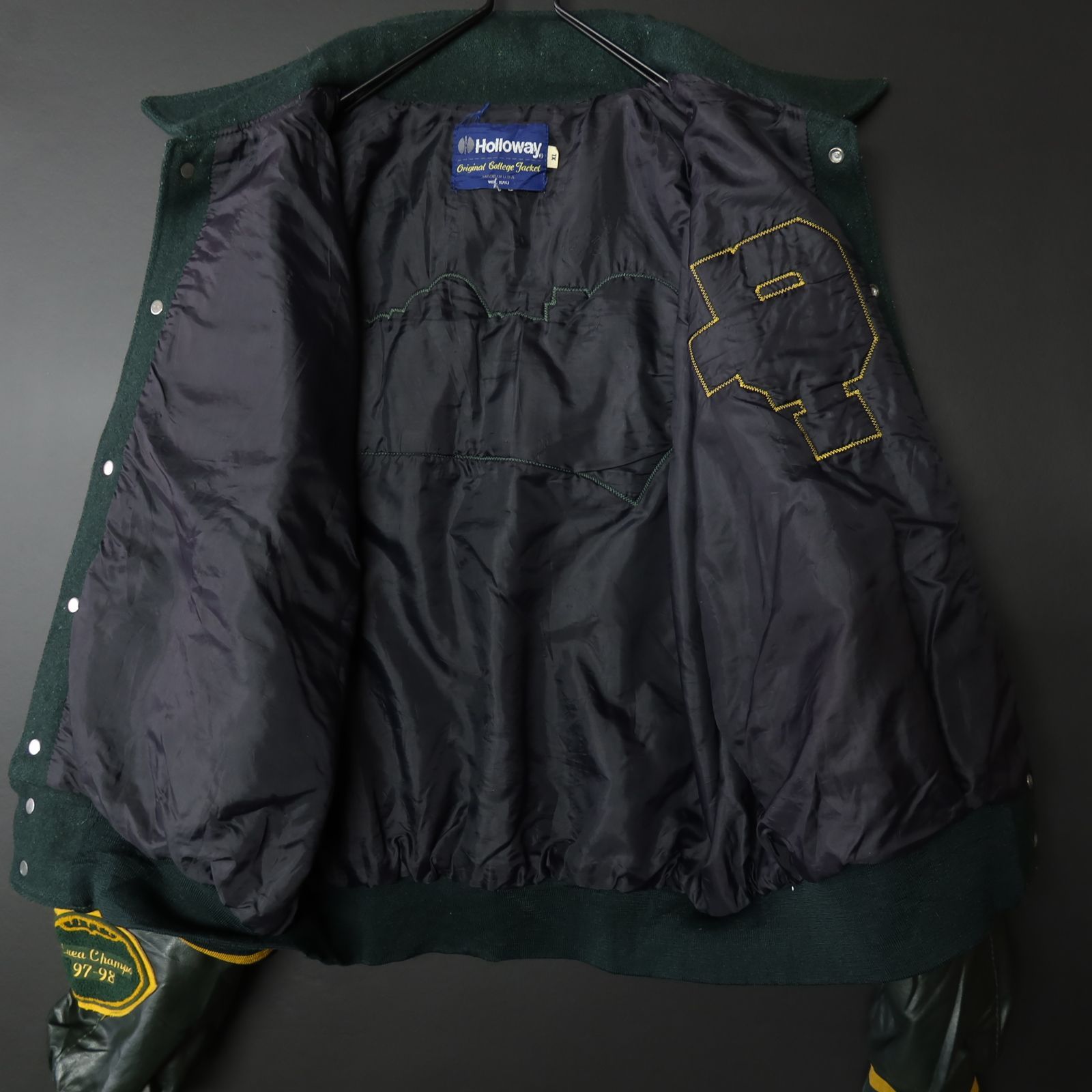 USA製 90s Hollway 袖レザー スタジャン スタジアムジャンパー 90s 