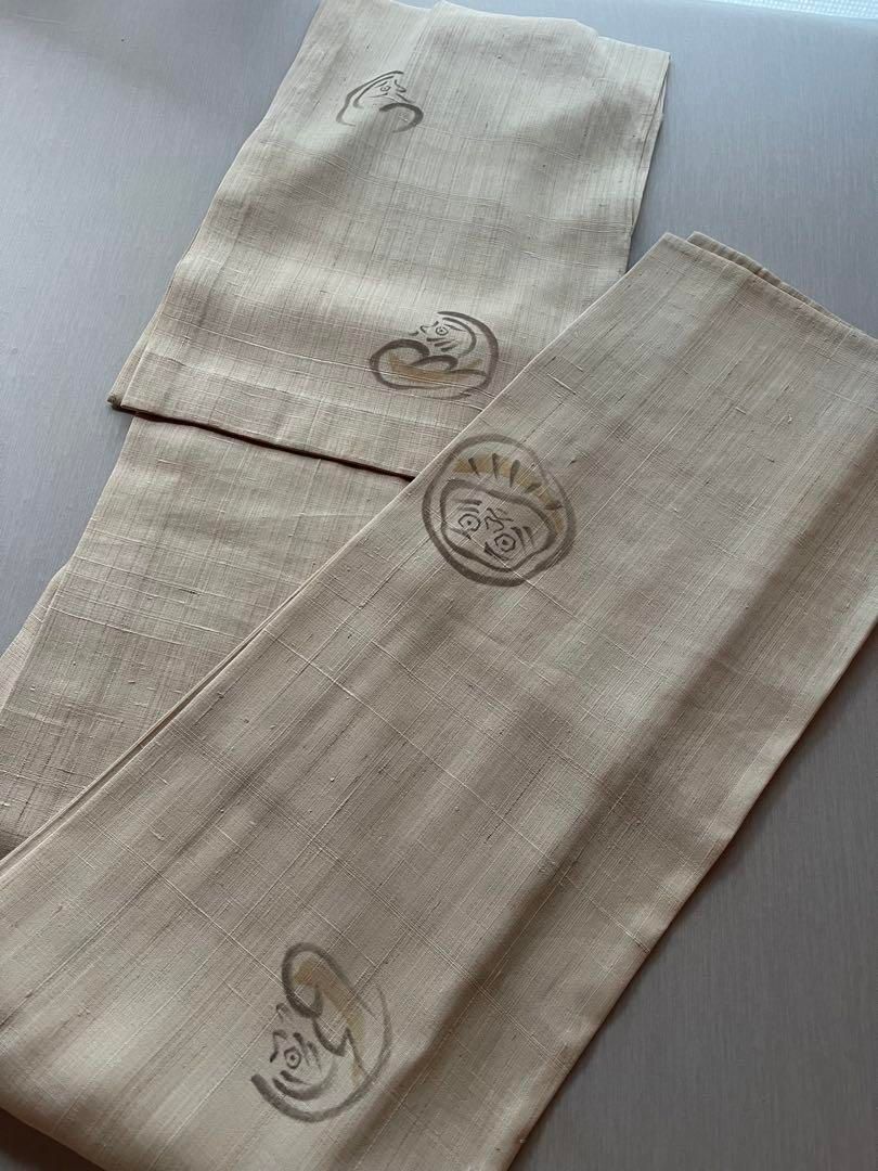 単衣 薄物 小紋 ベージュ だるま 飛び柄